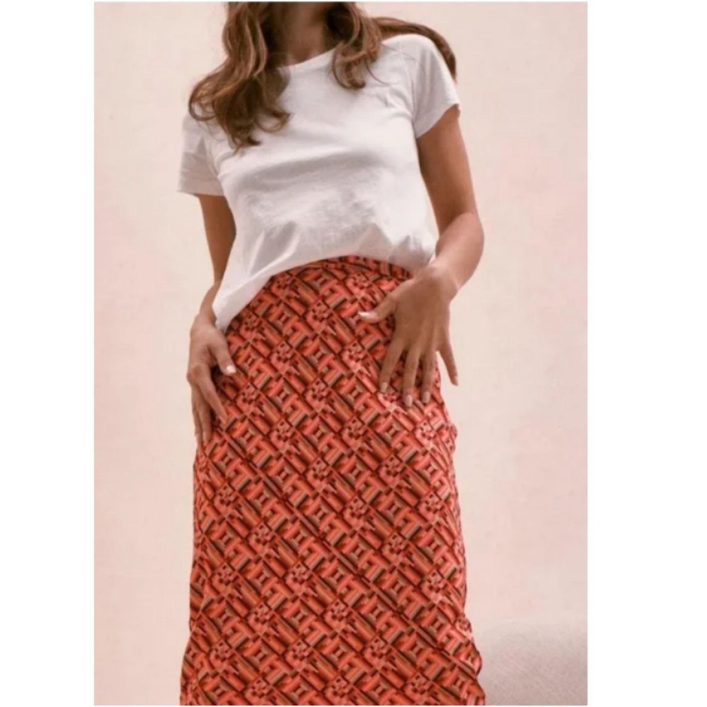 Toccin NY Bias Skirt Women Size M Hibisgeo Geometric Midi T412S21S834